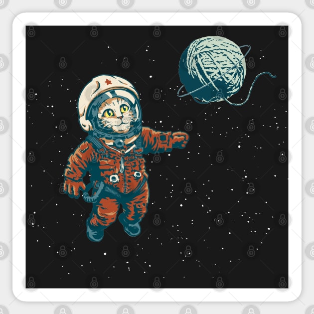 Space Cat with Yarn Ball Sticker by sketchboy01